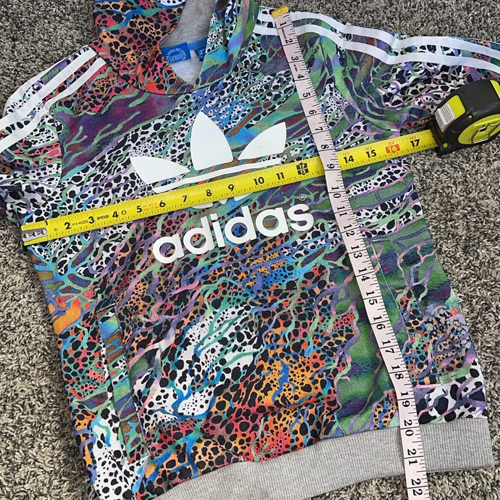 Kids Adidas Hoodie White Logo size Girls 11-12 youth medium SEE FLAWS